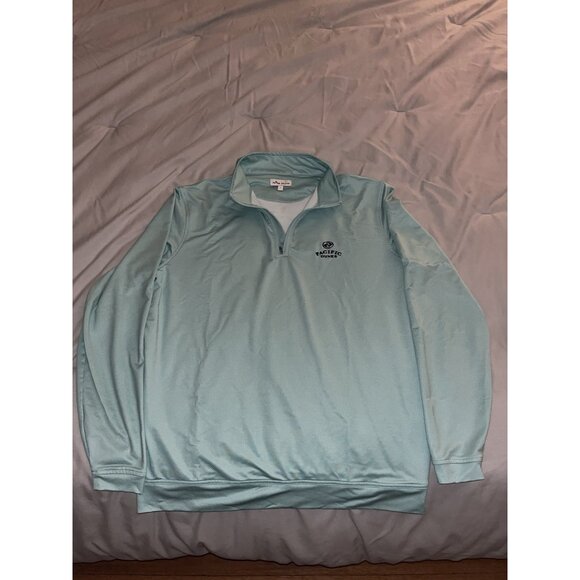Peter Millar 1/4 Zip Golf Sweater Pull Over Pacific Dunes Logo Light Blue - Picture 1 of 6